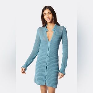 Joie Torrens Cotton Sweater Dress (M), blue, beauty, new with tags, retail $378